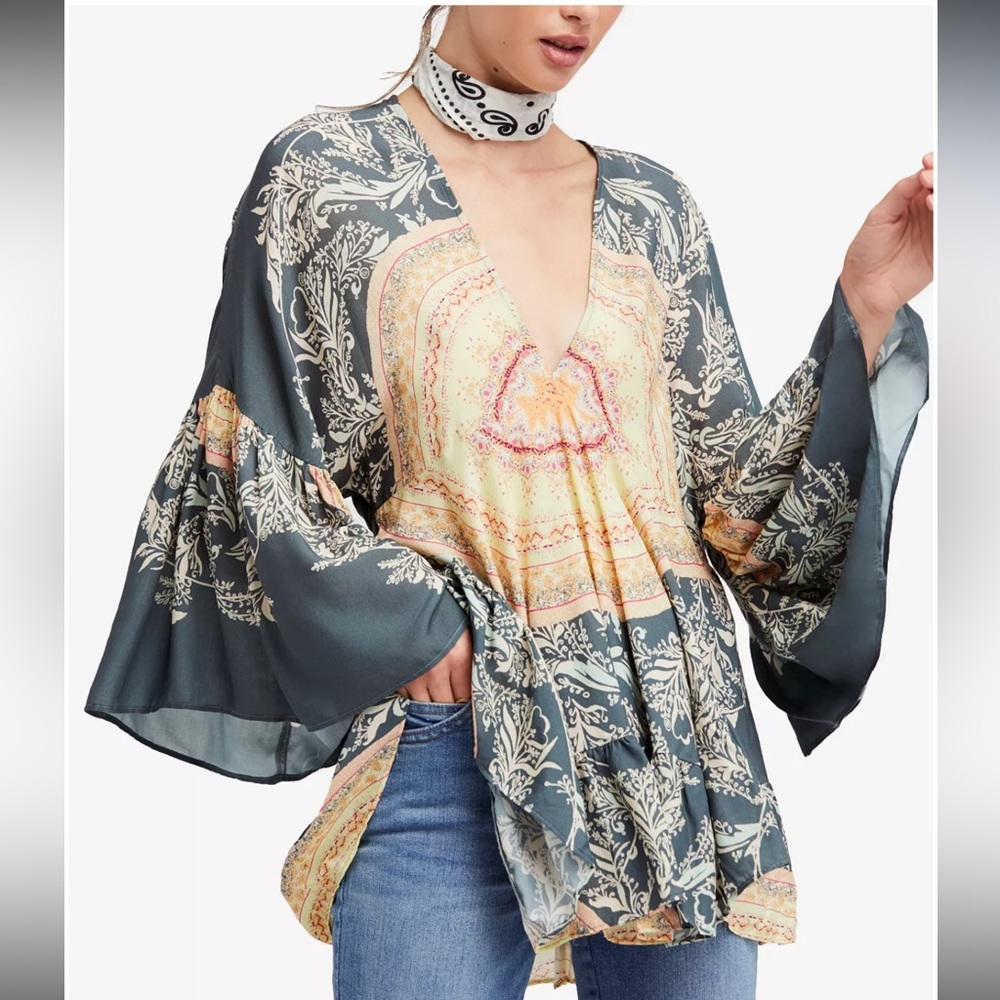 Free People Sunset Dreams bohemian tunic Size XS EUC